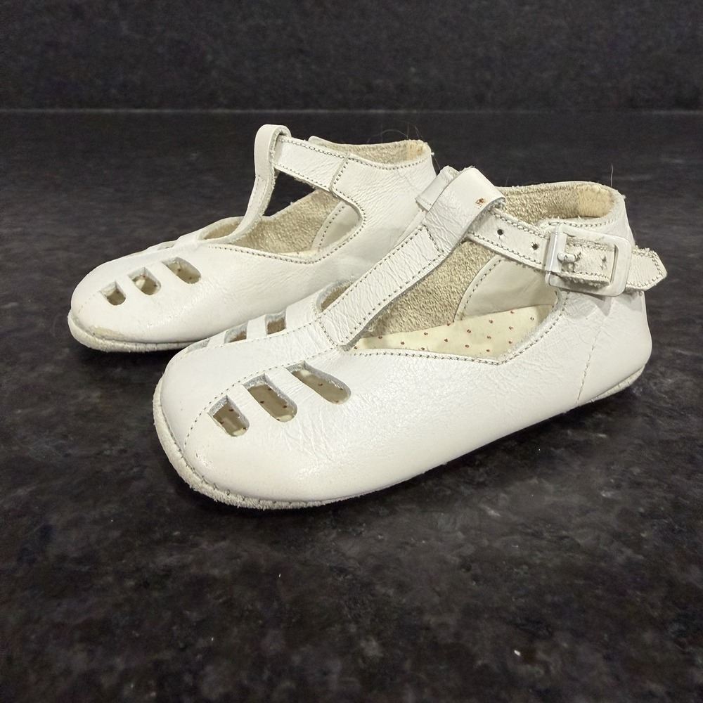 Mrs Days Ideal Baby Shoes Vintage 1960's T-Strap White Size 0 With Original Box - Picture 2 of 16